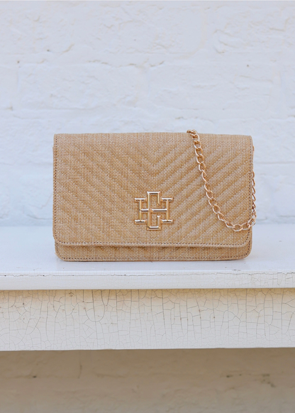 Bryn Clutch Crossbody - Natural Quilted v pattern Caroline hill purse handbag