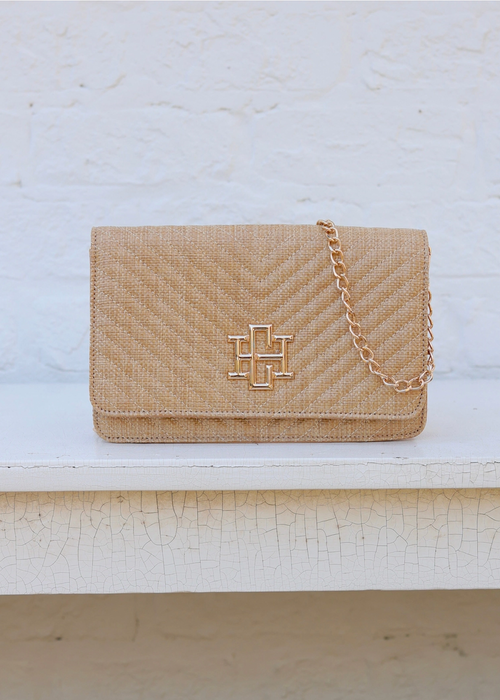Bryn Clutch Crossbody - Natural Quilted v pattern Caroline hill purse handbag