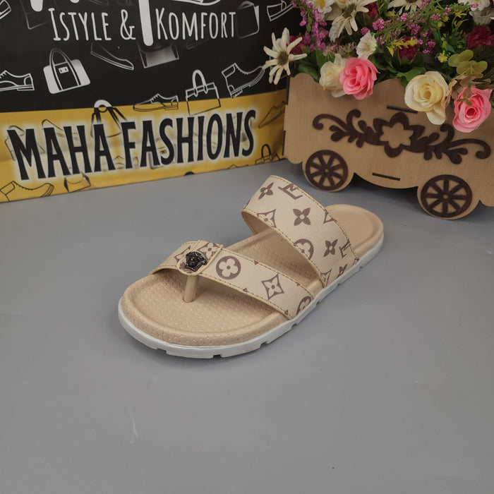 Buckle Beige Slippers - Maha fashions -  Men Footwear