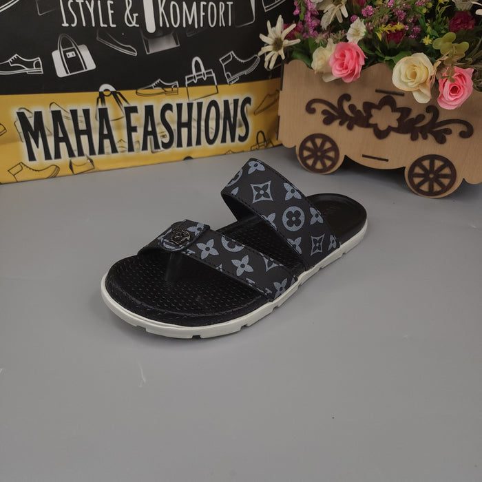 Buckle Black Slippers - Maha fashions -  Men Footwear