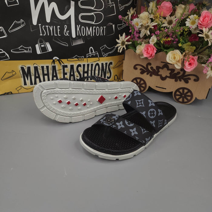 Buckle Black Slippers - Maha fashions -  Men Footwear
