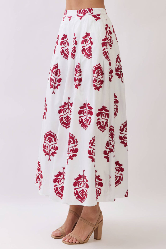 Burgundy Bloom Set Maxi Skirt