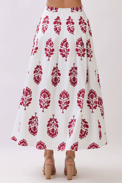 Burgundy Bloom Set Maxi Skirt