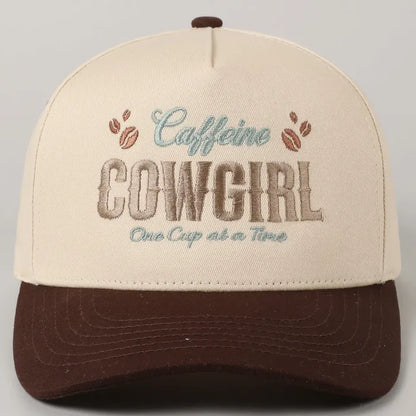 Caffeine Cowgirl Embroidered Trucker Cap