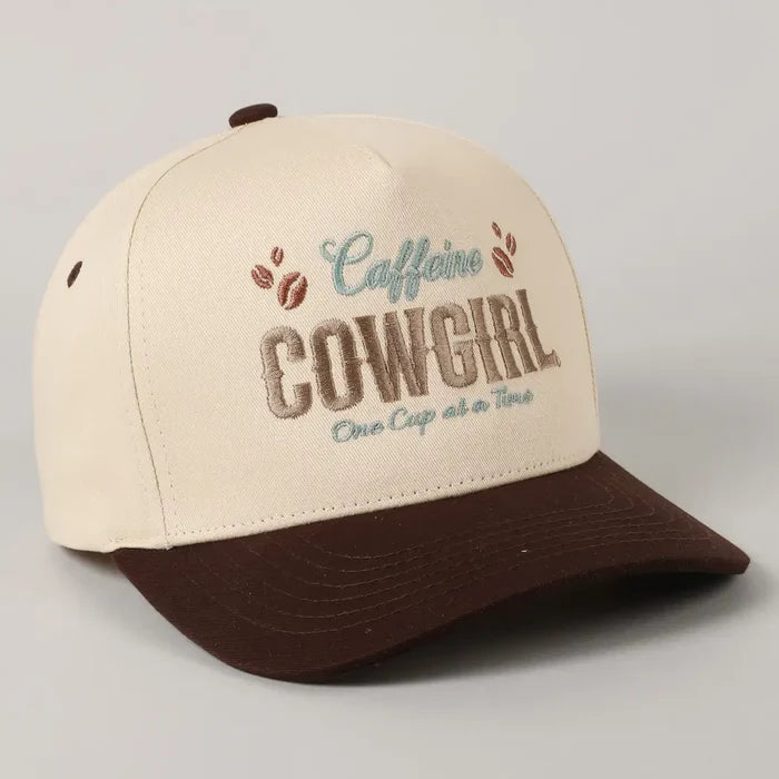 Caffeine Cowgirl Embroidered Trucker Cap