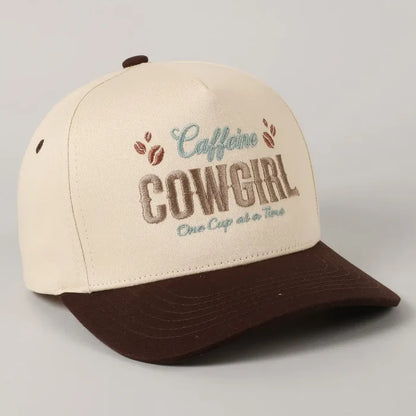 Caffeine Cowgirl Embroidered Trucker Cap