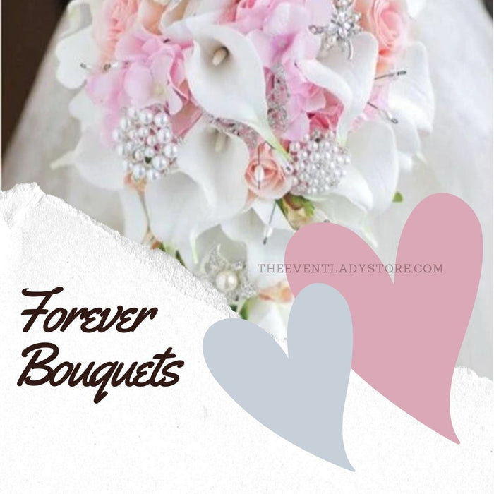 Cala Lily Waterfall Silk Wedding Bouquet Bride with Bridal Jewelry