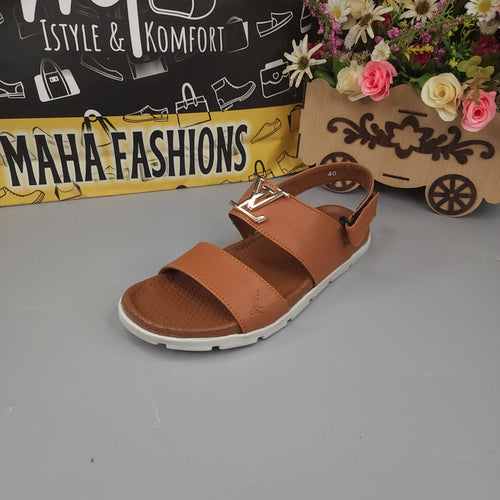 Camel Sandals with Golden Buckle - Maha fashions -  Men Footwear