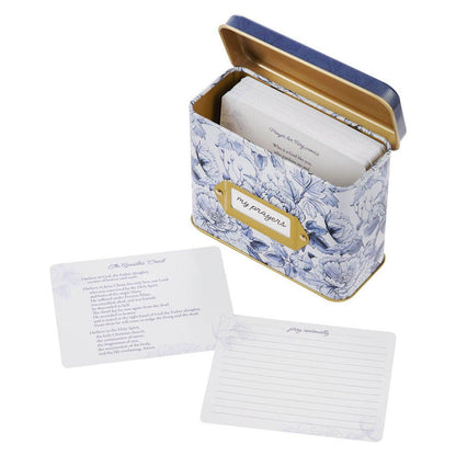 Cards In Tin Blue Floral My Prayers Hebrews 10:23