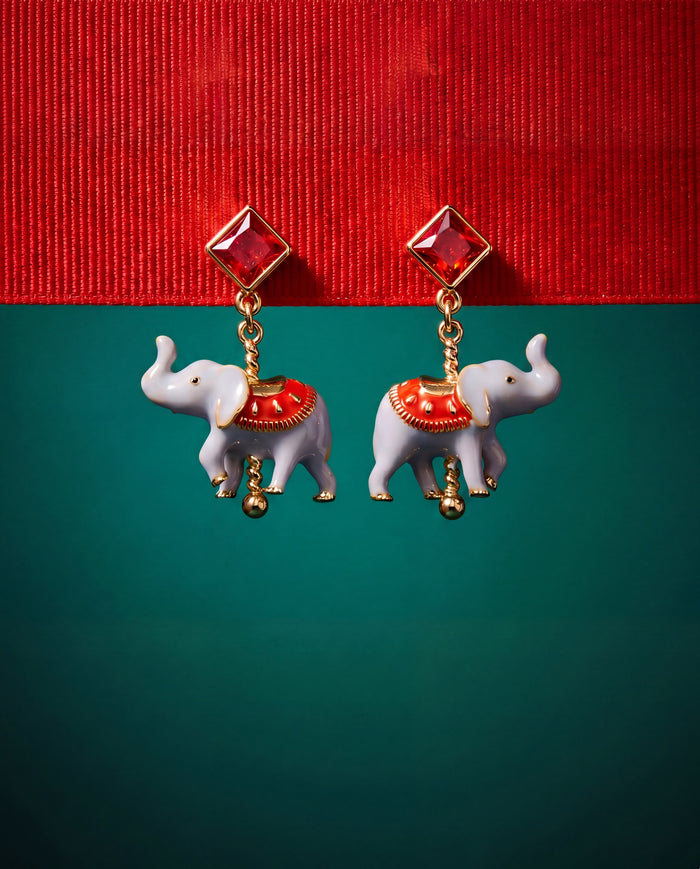 Carnival Carousel Elephant Drop Earrings