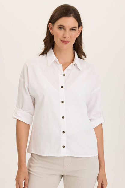 Wearables Carrie Linen 3/4-Sleeve Button-Up