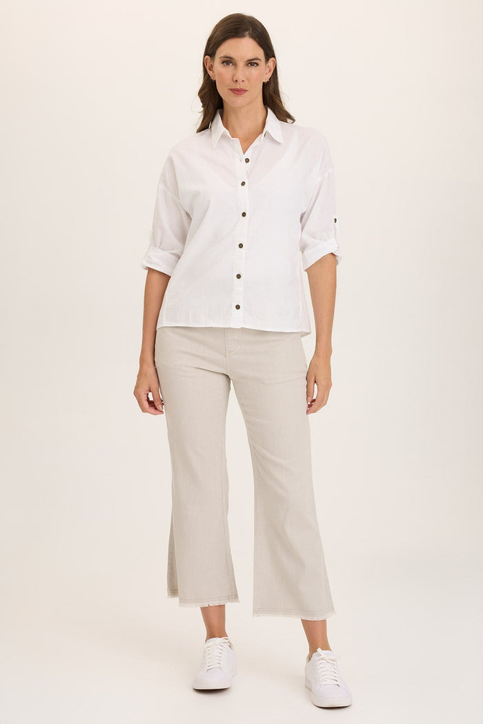 Wearables Carrie Linen 3/4-Sleeve Button-Up