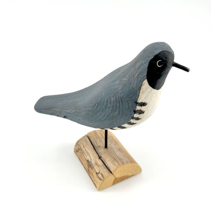 Carved Wooden Blue Warbler