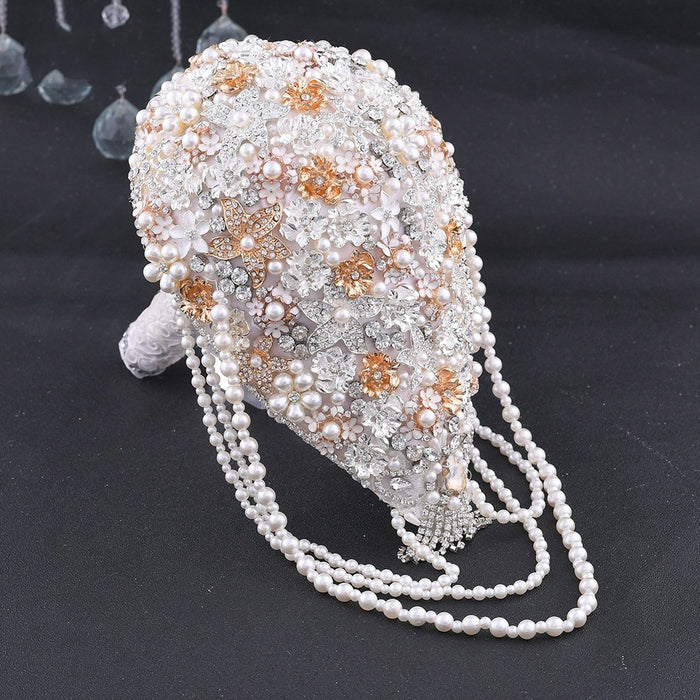 Cascading Silk Jeweled Bridal Bouquet-Wedding-for Bride