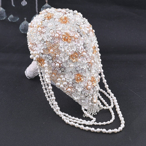 Cascading Silk Jeweled Bridal Bouquet-Wedding-for Bride