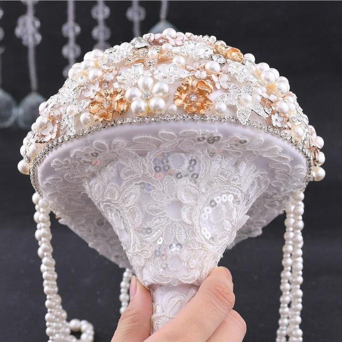 Cascading Silk Jeweled Bridal Bouquet-Wedding-for Bride