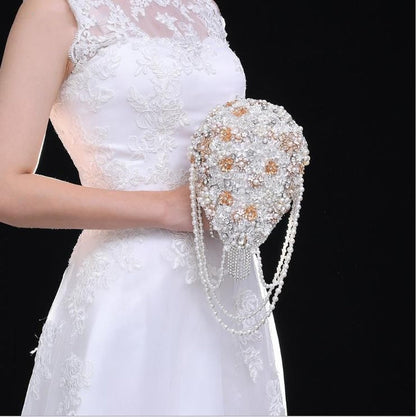 Cascading Silk Jeweled Bridal Bouquet-Wedding-for Bride