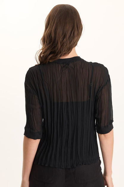 XCVI Cason Crinkle Pleat 3/4-Sleeve Top