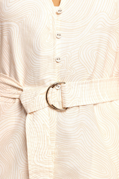 Petal and Pup USA PLAYSUITS Cassian Belted Romper - Tan Swirl (Hold for Amazon)