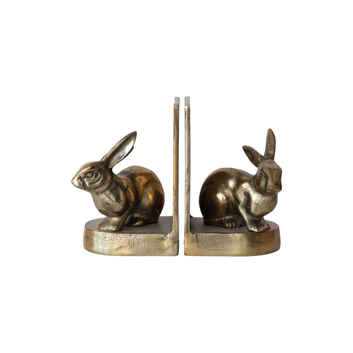 Cast Aluminum Rabbit Bookends (Set of 2)