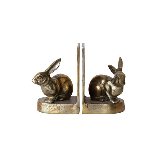Cast Aluminum Rabbit Bookends (Set of 2)