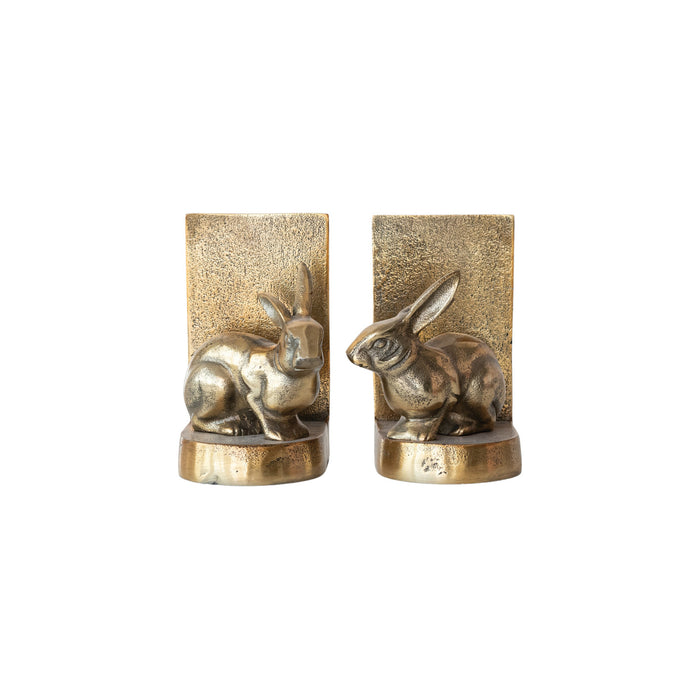 Cast Aluminum Rabbit Bookends (Set of 2)