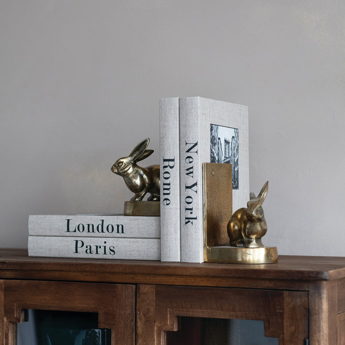 Cast Aluminum Rabbit Bookends (Set of 2)