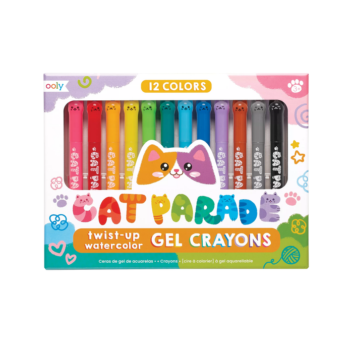 Front of packaging of OOLY Cat Parade Gel Crayons Packaging Front