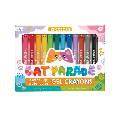 Front of packaging of OOLY Cat Parade Gel Crayons Packaging Front