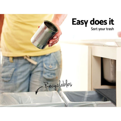 Cefito 2x15L Pull Out Bin - Black -Home Living Store - -
