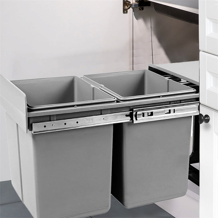 Cefito 2x15L Pull Out Bin - Grey -Home Living Store - -