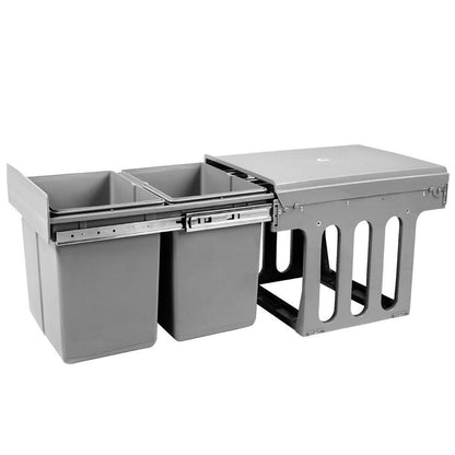 Cefito 2x15L Pull Out Bin - Grey -Home Living Store - -