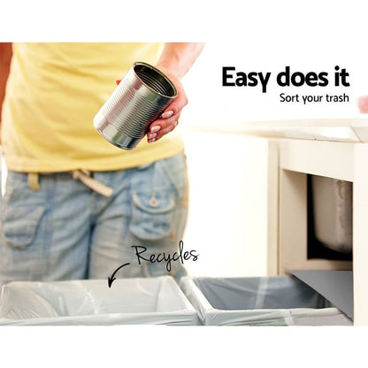 Cefito 2x15L Pull Out Bin - Grey -Home Living Store - -