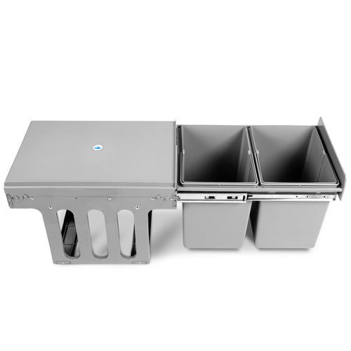 Cefito 2x15L Pull Out Bin - Grey -Home Living Store - -