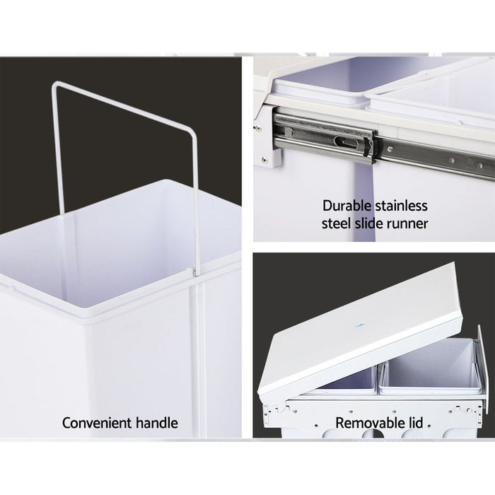Cefito 2x15L Pull Out Bin - White -Home Living Store - -