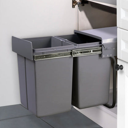 Cefito 2x20L Pull Out Bin - Grey -Home Living Store - -