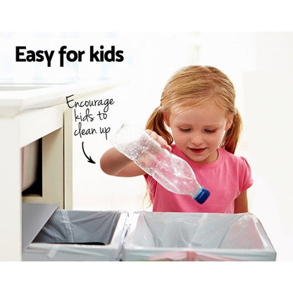 Cefito 2x20L Pull Out Bin - Grey -Home Living Store - -
