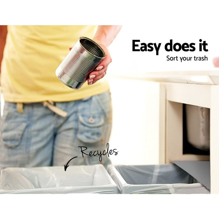 Cefito 2x20L Pull Out Bin - Grey -Home Living Store - -