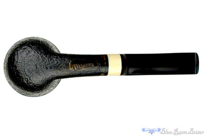 Blue Room Briars is Proud to Present this Charl Goussard Pipe 1/4 Bent Partial Sandblast Rhodesian with Faux Ivory and Plateau
