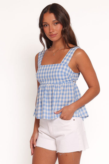 Petal and Pup USA TOPS Chatham Top - Blue Gingham