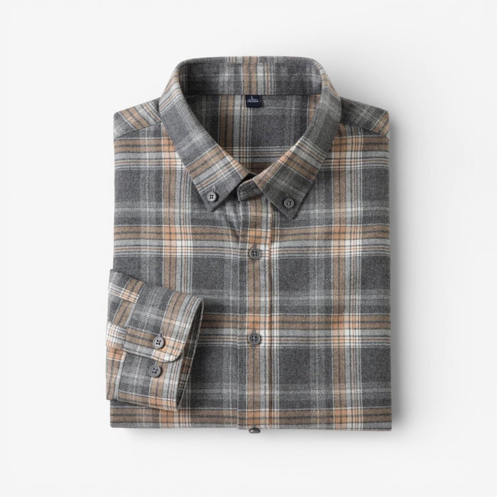Checked pattern casual long-sleeve shirt - AntoniosClothing - Green and red