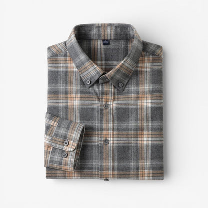 Checked pattern casual long-sleeve shirt - AntoniosClothing - Green and red