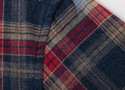 Checked pattern casual long-sleeve shirt - AntoniosClothing - Green and red