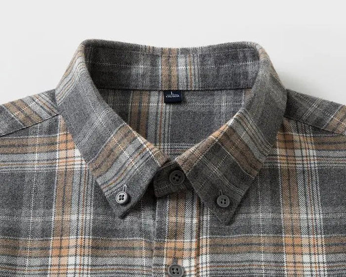 Checked pattern casual long-sleeve shirt - AntoniosClothing - Green and red