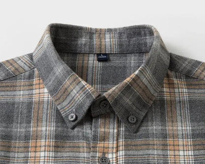 Checked pattern casual long-sleeve shirt - AntoniosClothing - Green and red