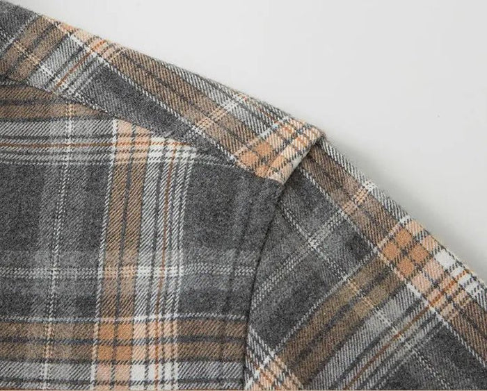 Checked pattern casual long-sleeve shirt - AntoniosClothing - Green and red