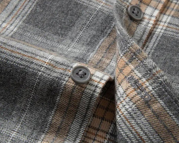 Checked pattern casual long-sleeve shirt - AntoniosClothing - Green and red