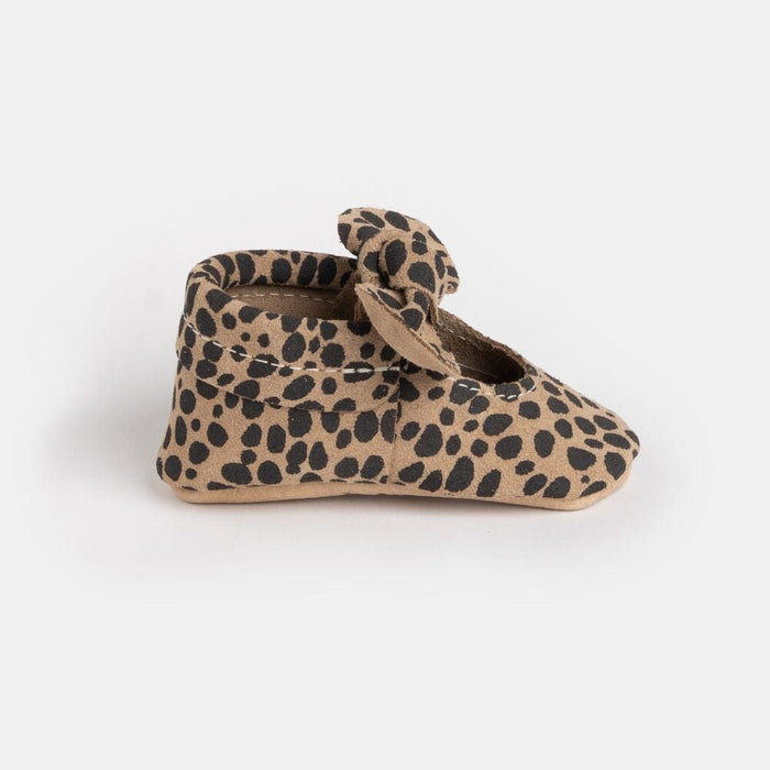 Cheetah Knotted Bow Baby Shoe Knotted Bow Mocc Soft Sole