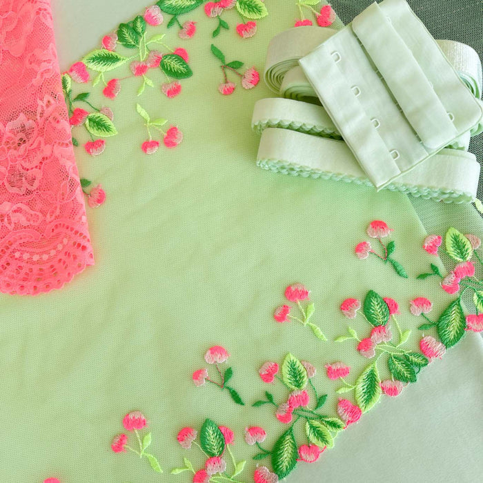 Cherry Lime Pop Lace Bra and Panty Bundle