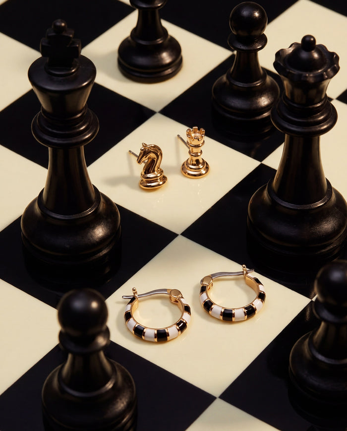 Chess Mismatch Earring Set of 2